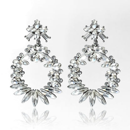Aretes Plateados Crystal Halo