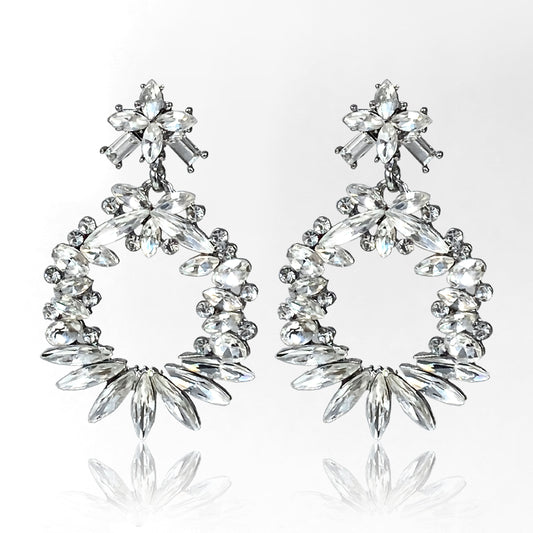Aretes Plateados Crystal Halo