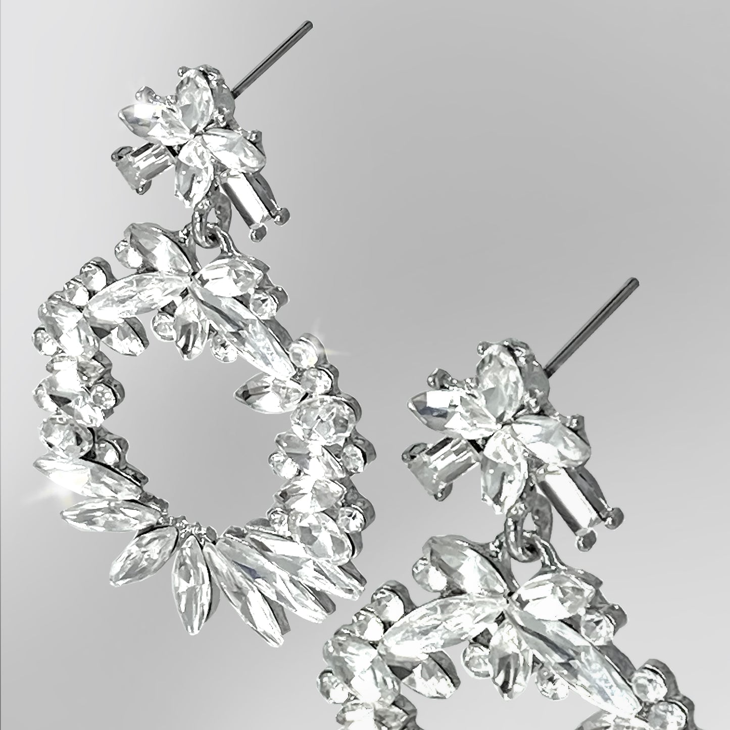 Aretes Plateados Crystal Halo