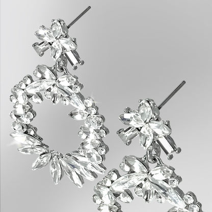 Aretes Plateados Crystal Halo