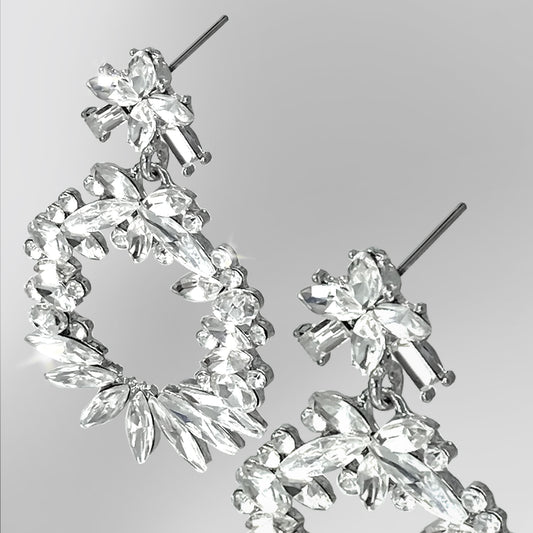 Aretes Plateados Crystal Halo