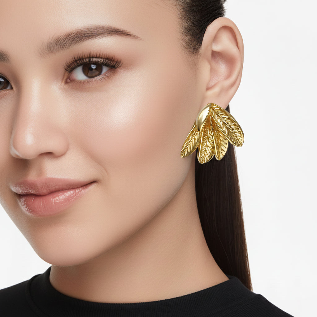 Aretes Banana Leaf Golden